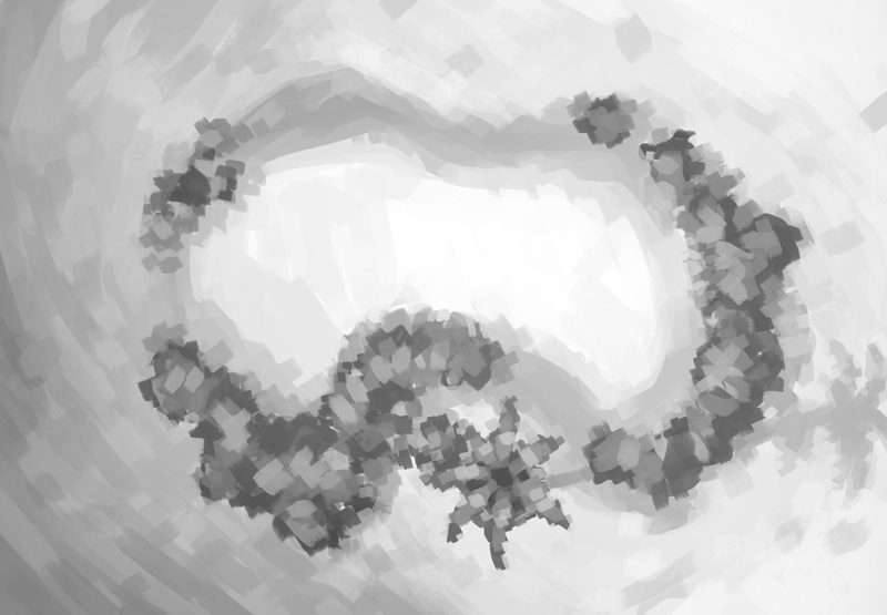 Desert Oasis Battle Map, Black & White