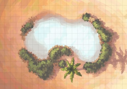 Desert Oasis Battle Map, Square Grid