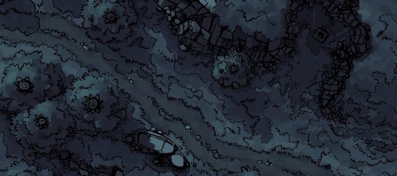 Hillside Altar battle map, nighttime banner