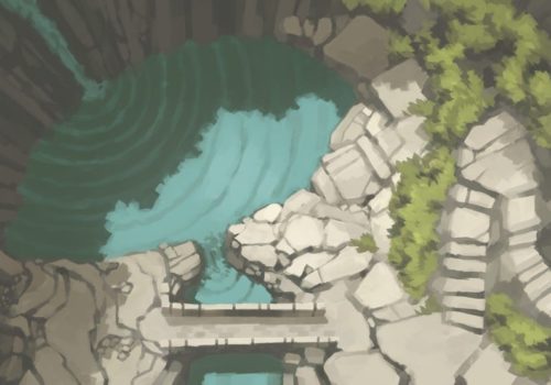 Tranquil Waterfall Battle Map (Color)