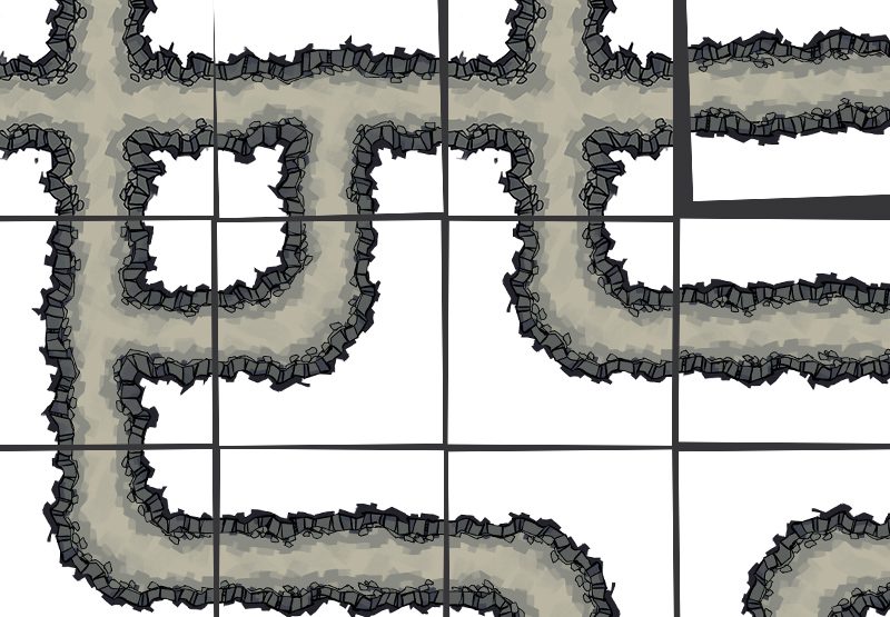Cave Tunnels battle map tiles, demonstration