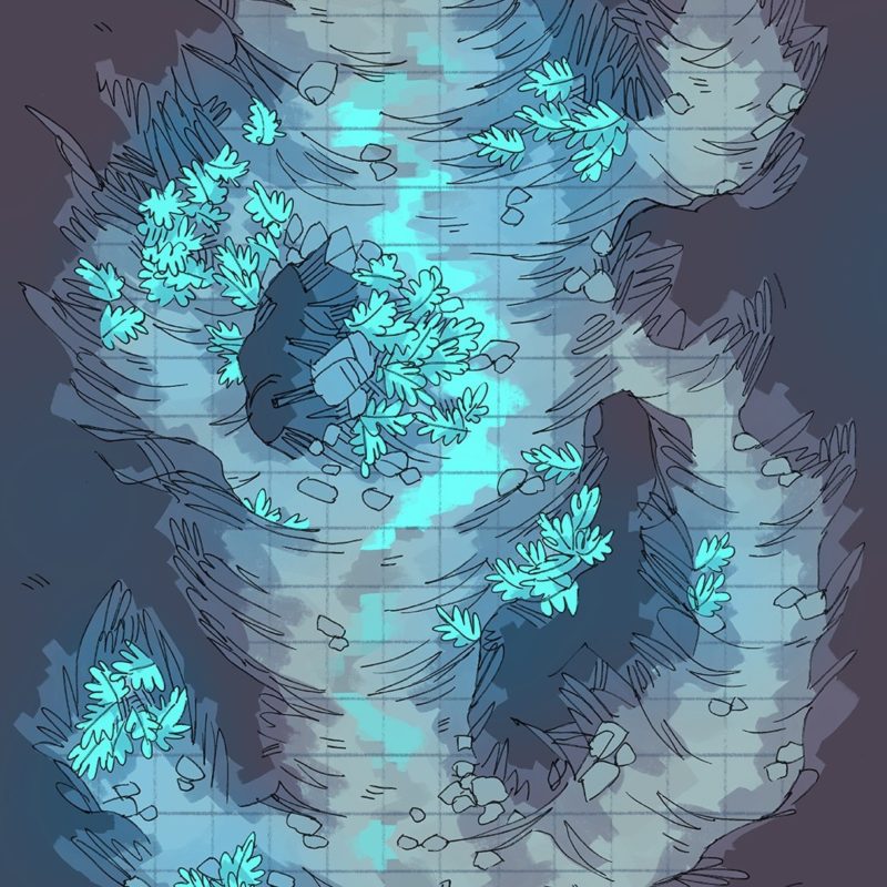 Luminescent Cave battle map, Instagram