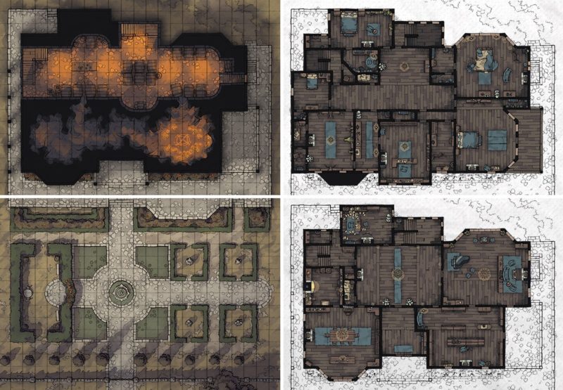 Haunted Estate RPG battle map set
