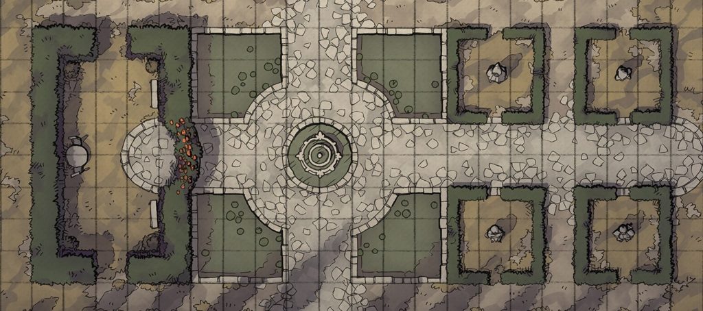 Haunted Garden RPG battle map, banner