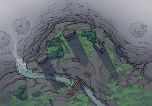 Buzzard Cliff RPG battle map, color