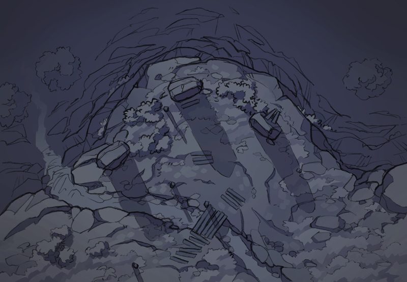 Buzzard Cliff RPG battle map, night
