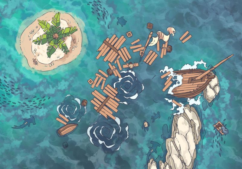 Coastal Shipwreck RPG Battle Map, preview