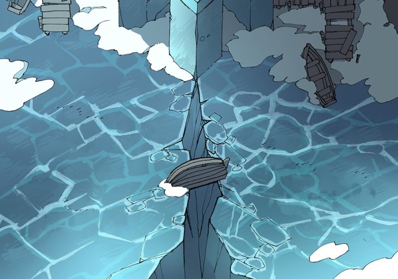 Ice Temple frozen lake RPG battle map, color 1