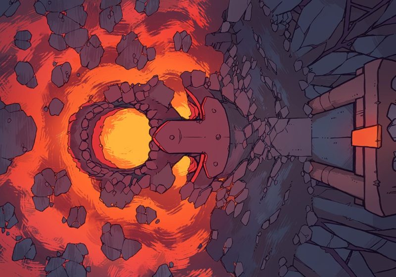 Volcano Lava Fire Temple RPG battle map, color
