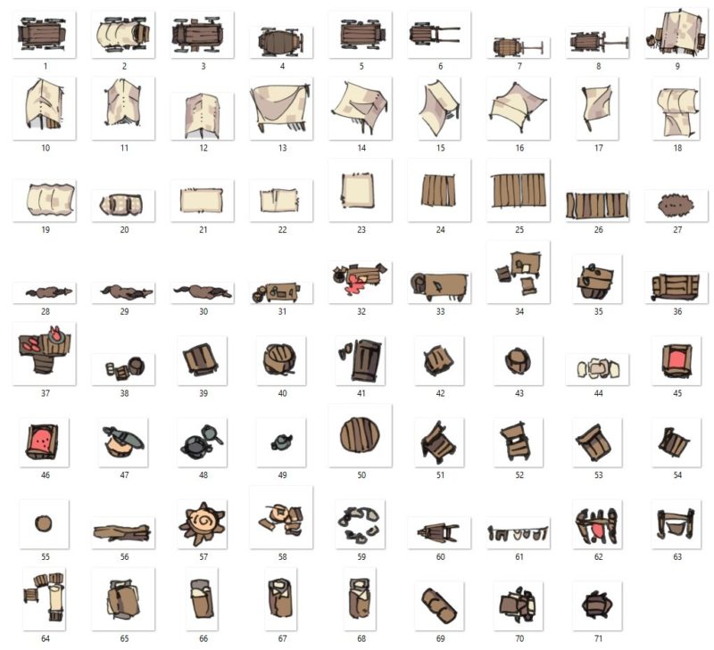 Bandic Camp Assets and Battle Map, Contents Preview