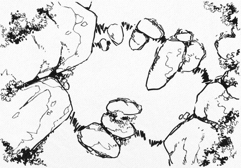 River Rapids RPG Battle Map, line art preview