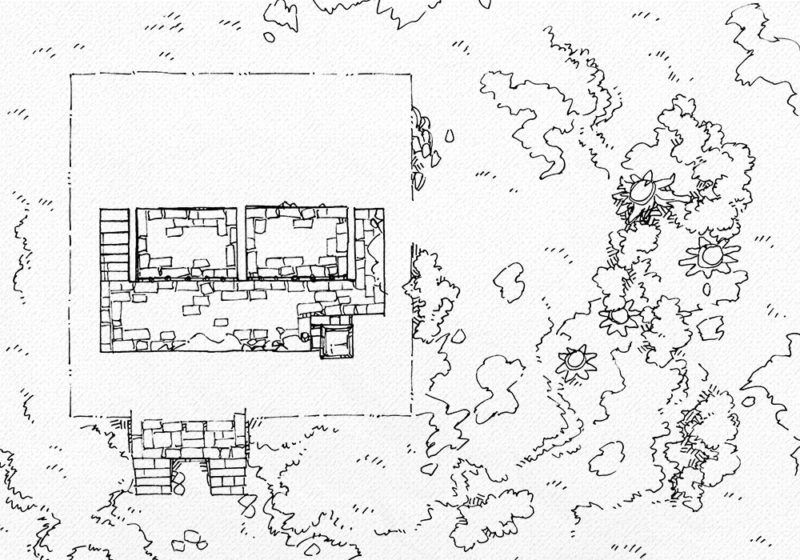 Square Keep Hill Battle Map, line art preview