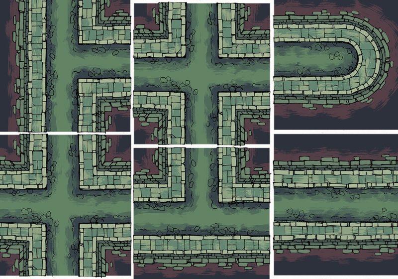 Sewer Battle Map Tiles, Preview