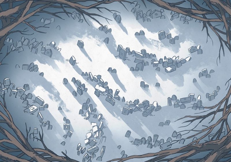 Silent Snowy Cemetery Battle Map – Color