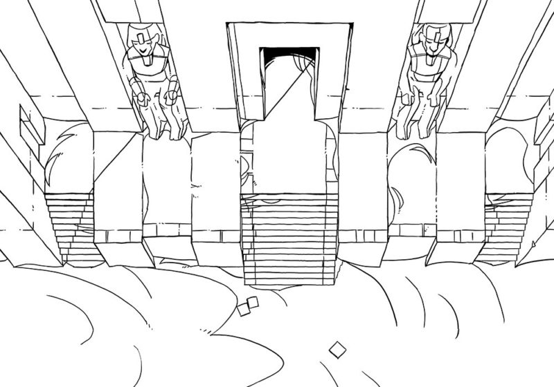 Desert Temple Battle Map, line art