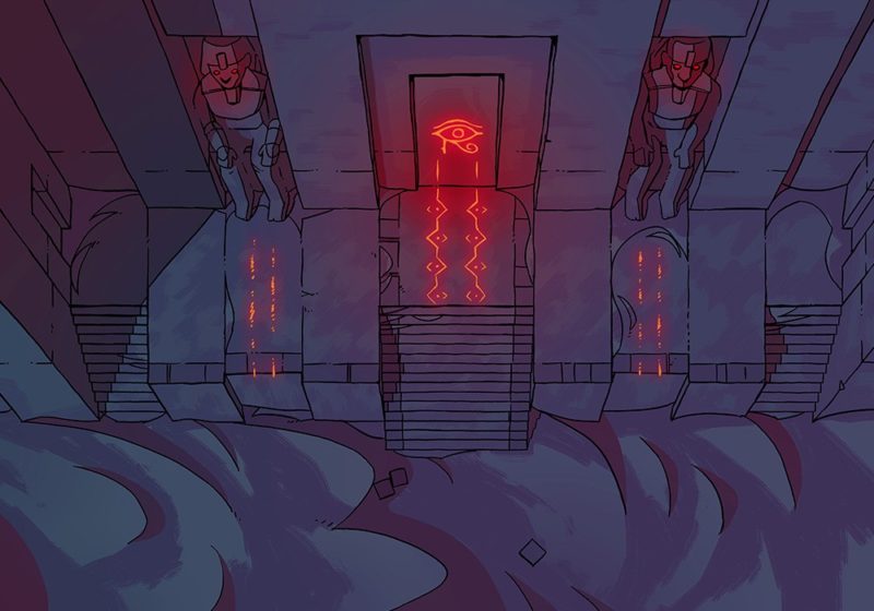 Desert Temple Battle Map, night-time