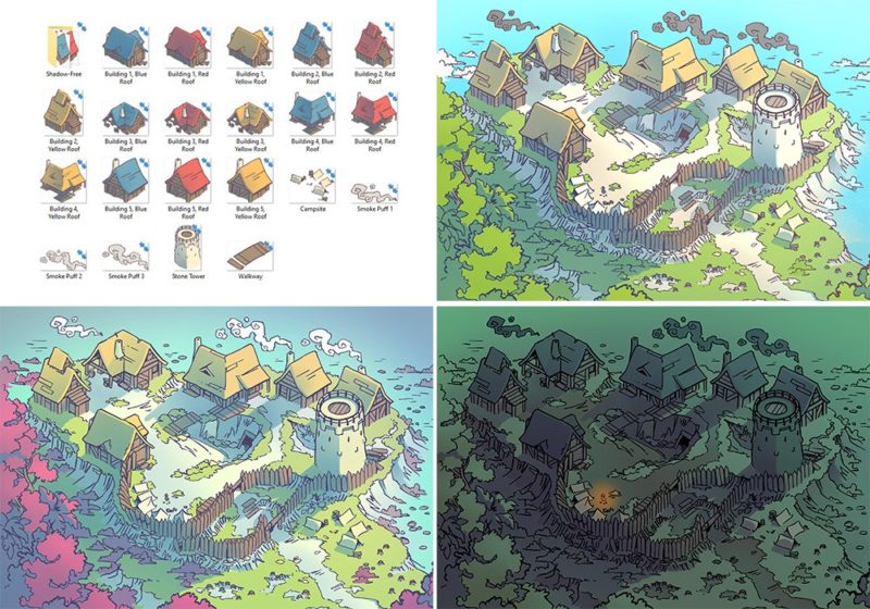 Fog's Edge Outpost Jungle Town Map, map variants