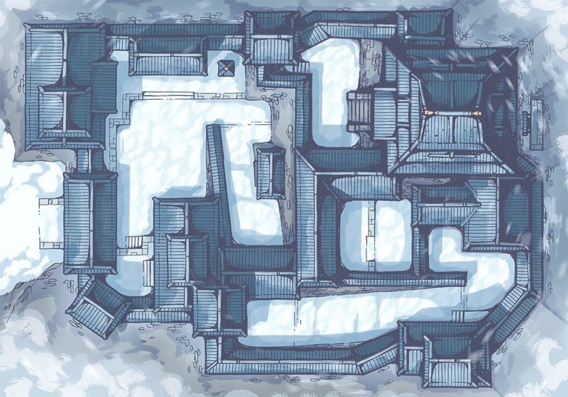 Japanese Castle, Day, Snow (32x44)