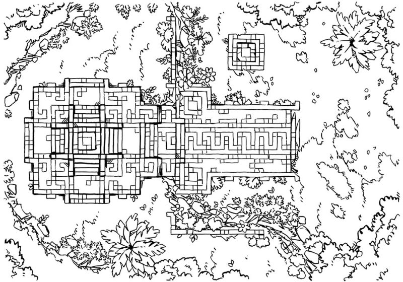 Jungle Podium battle map, lineart