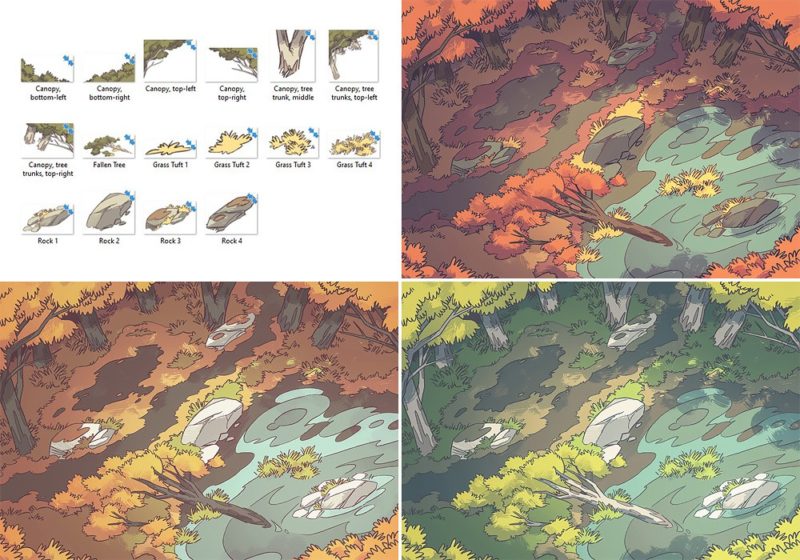Australian Billabong RPG Battle Map, Variants and Assets