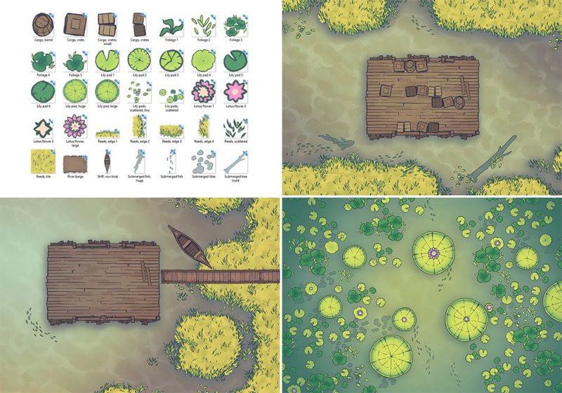 Jungle River Crossing Battle Map - Variants & Assets