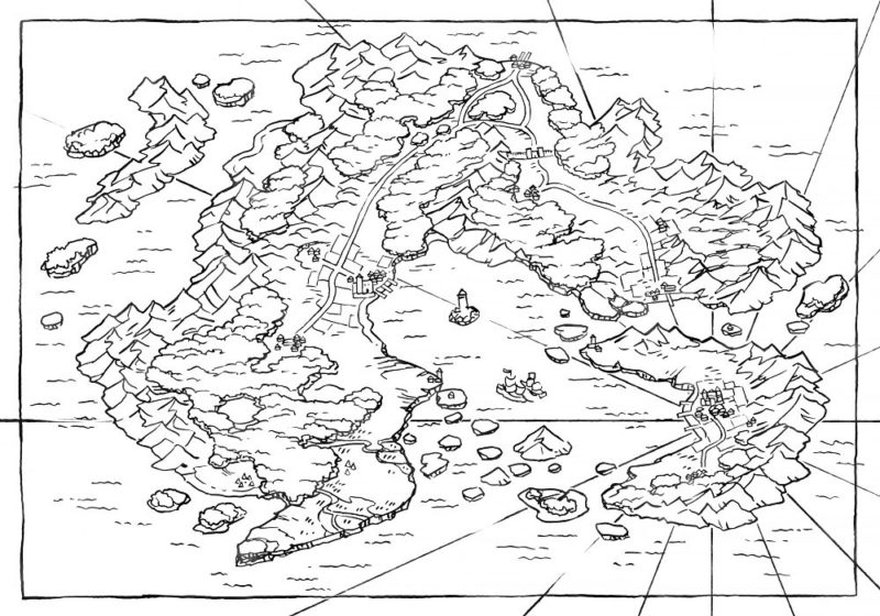Arvyre Continent Map (23x16) Line Art