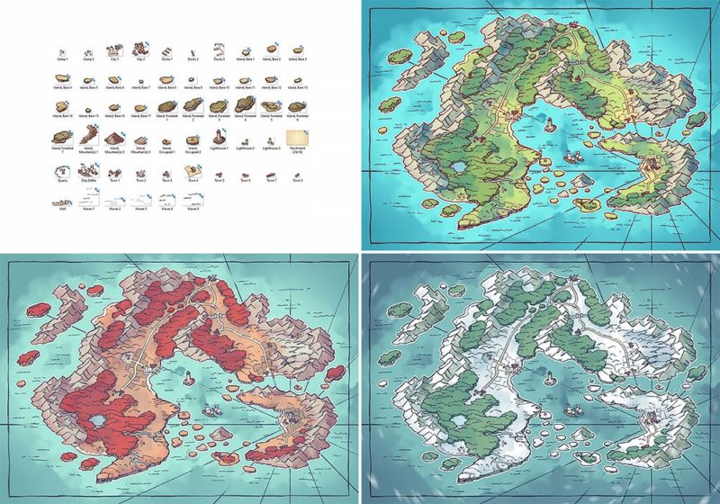 Arvyre Fantasy Map - Variants and Assets