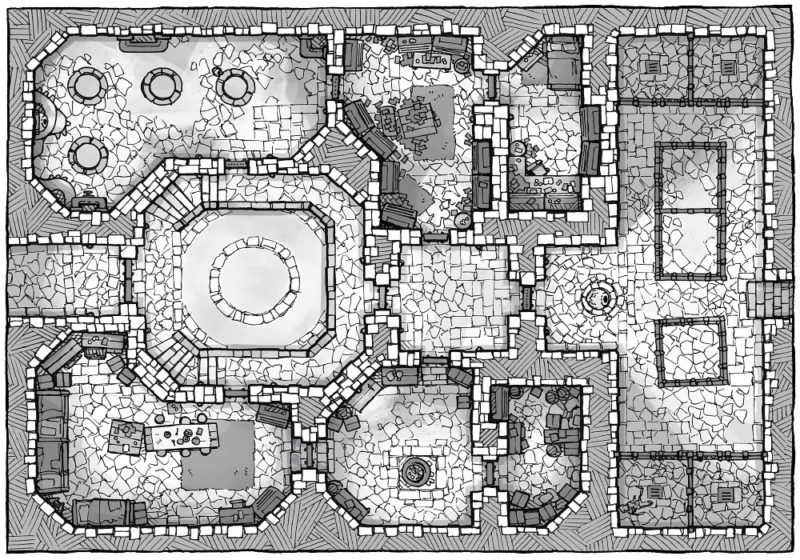 Cultist Lair (16x22) Base Map, B&W