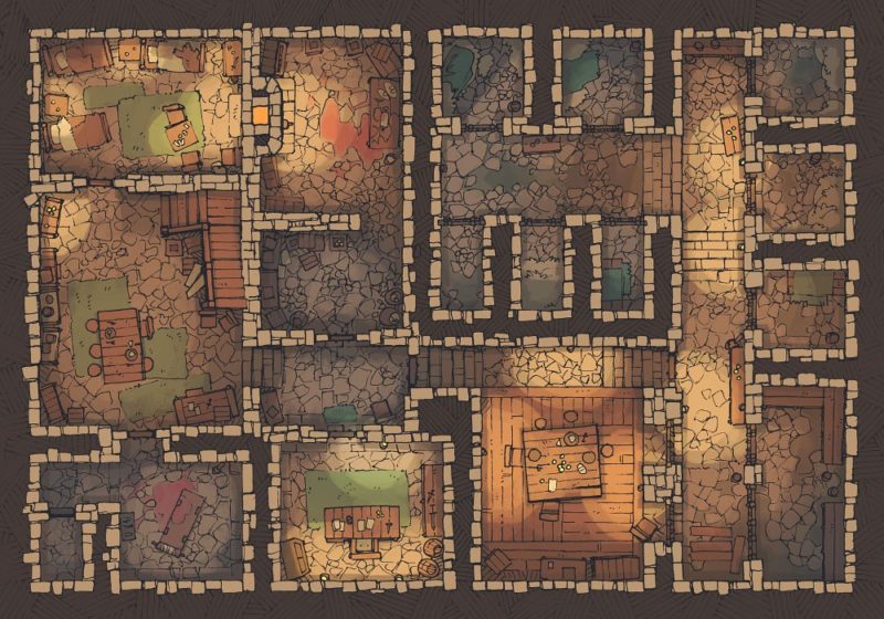 Dungeon Jail (22x16) Base Map, Dark