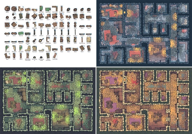 Dungeon Jail Prison Battle Map - Basic Variants