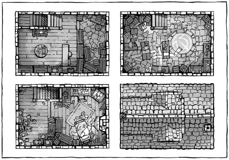 Spell Scroll Store Battle Map - Black & White