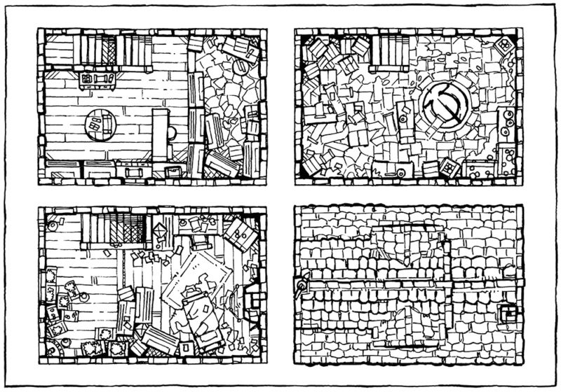 Spell Scroll Store Battle Map - Line Art