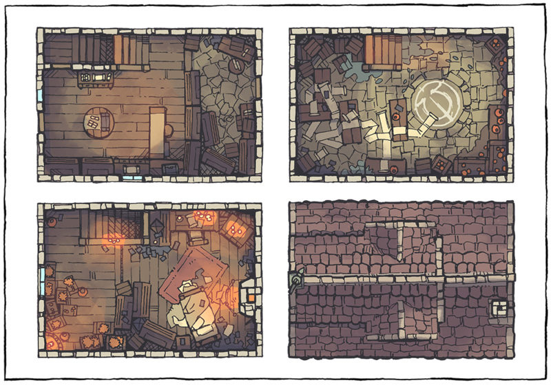 Spell Scroll Store Battle Map - Low Fantasy, Day