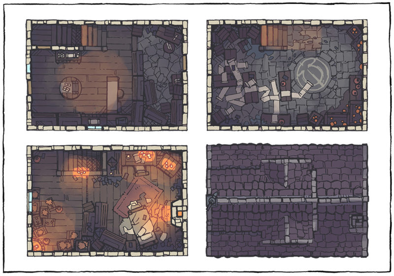 Spell Scroll Store Battle Map - Low Fantasy, Night