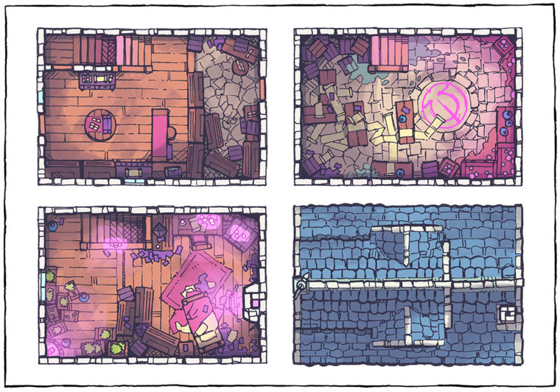 Spell Scroll Store Battle Map - Pink, Day