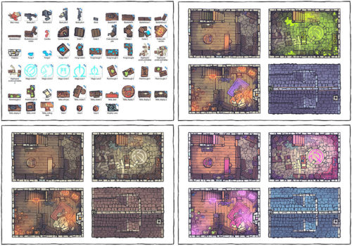 Spell Scroll Store Battle Map - Variants