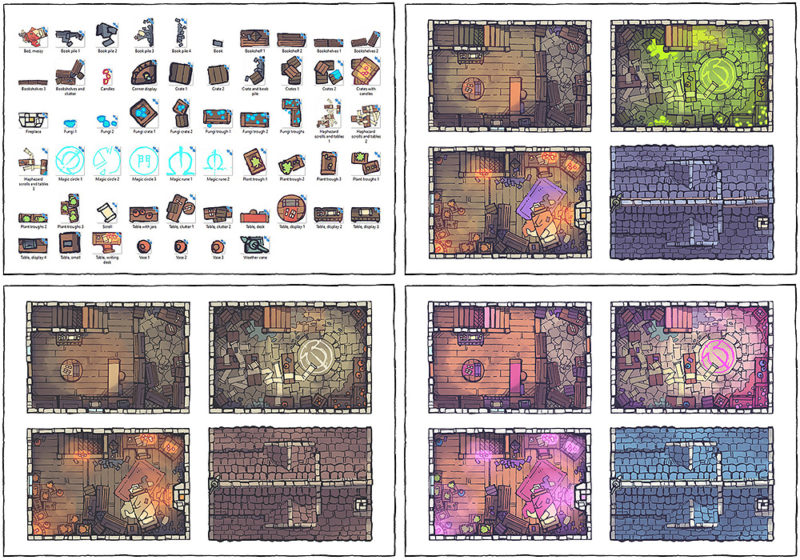 Spell Scroll Store Battle Map - Variants