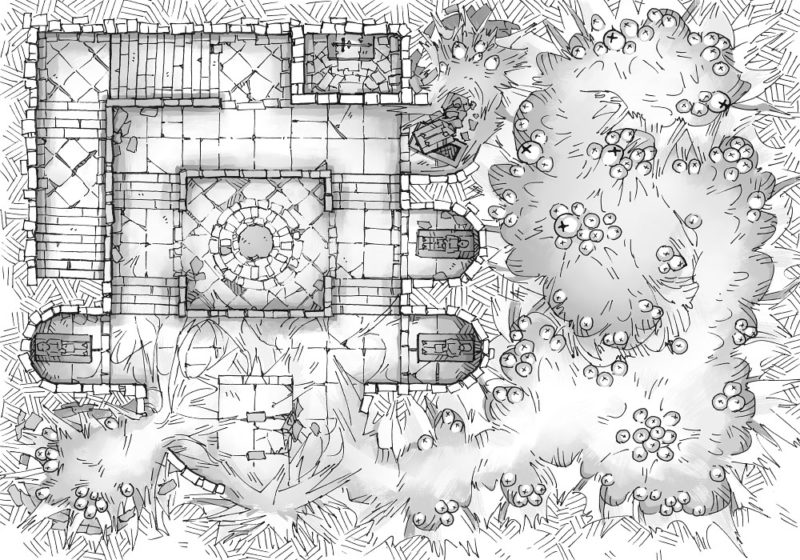 Infested Crypt - 23x16 - Black & White