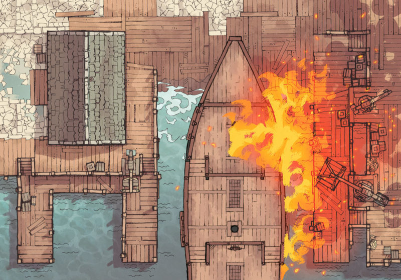 Shipyard (23x16) Burning Ship, Day