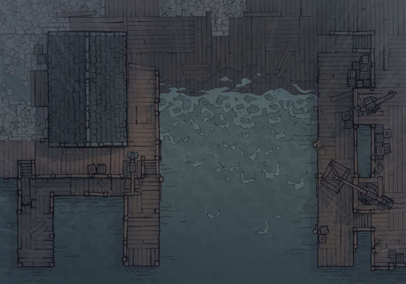 Shipyard (23x16) Rain, Night