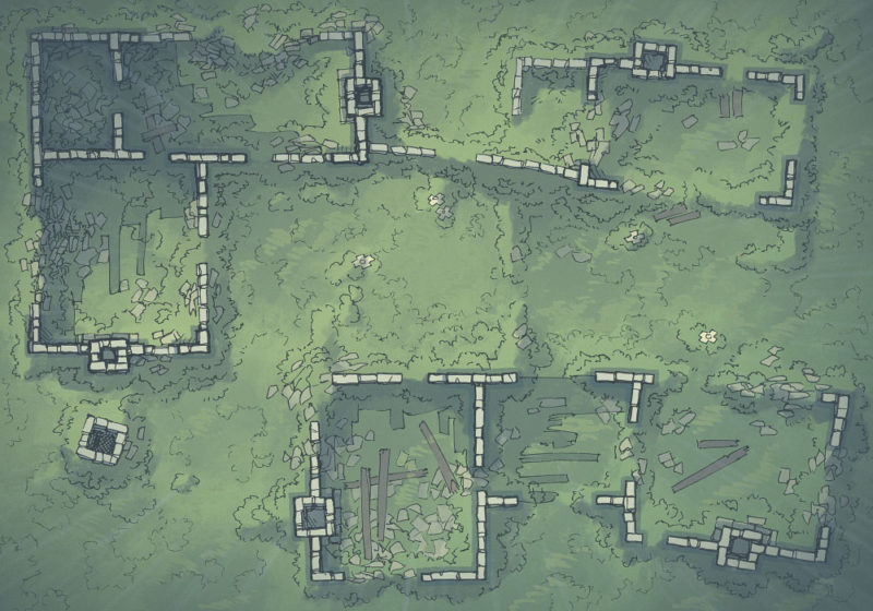 Meadow Ruins - Rainy - Day - 22x16