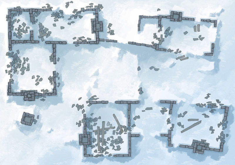 Meadow Ruins - Snowy - Day - 22x16