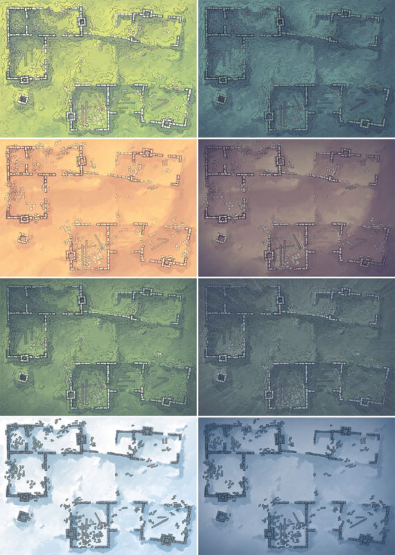 Meadow Ruins battle map - Patreon variants preview