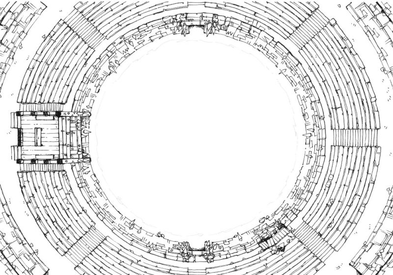 Greybanner Coliseum - Line art - 22x16