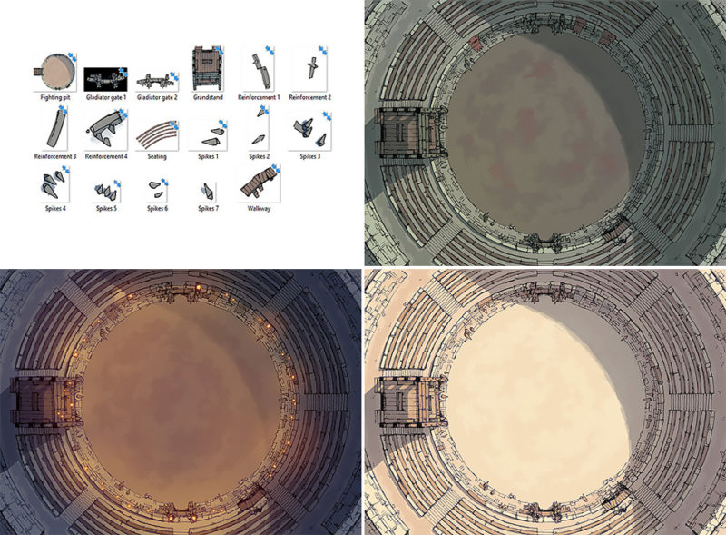 Greybanner Coliseum battle map - Variants
