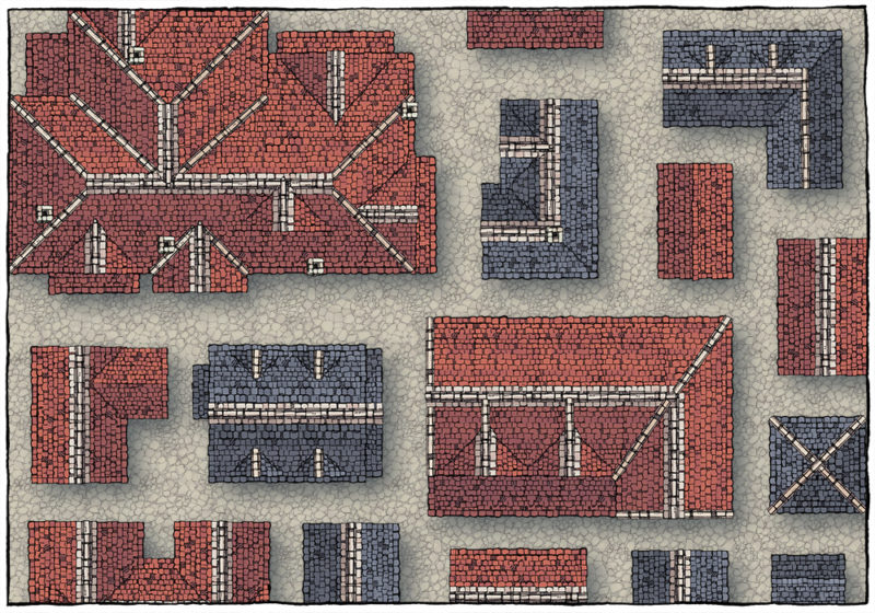 Modular Rooftops RPG map assets - pre-made roofs 2