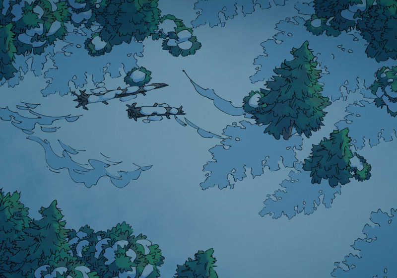 Snowy Forest - Night - 22x16