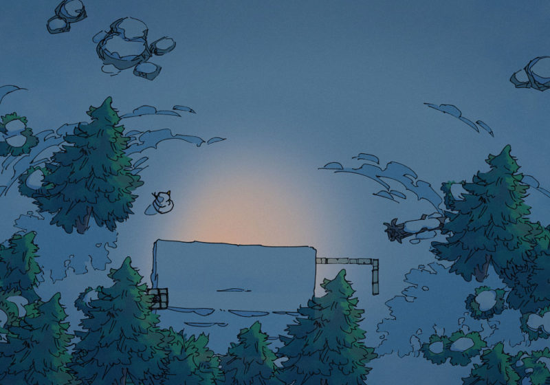 Snowy Hamlet - Night - 22x16