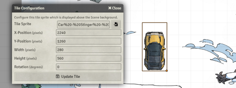 Tile sprite configuration panel