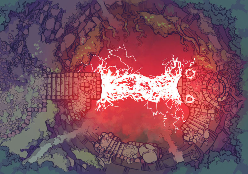 Jungle Temple - Electrified - Night - 22x16